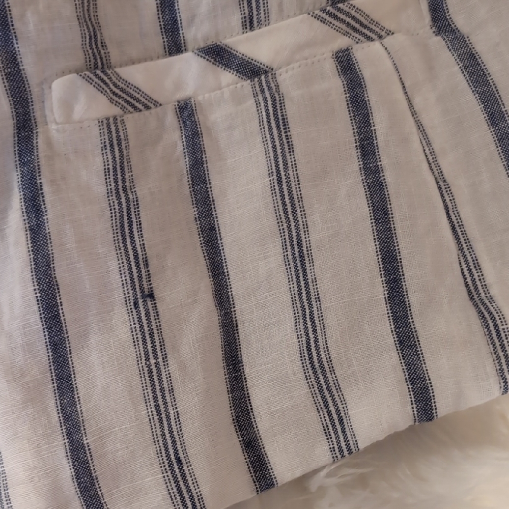 Chico's Navy and White Striped Linen Jacket - Picture 6 of 11